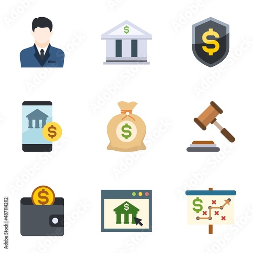 flat finance related icons, simple graphic elements for web and mobile