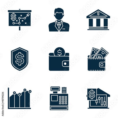 filled simple finance related icons, simple graphic elements for web and mobile