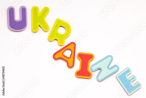 Obraz na płótnie Ukraine text made of toy letters falling apart - a concept of Russia attack on Ukraine and World War 3 thread in Europe. w salonie