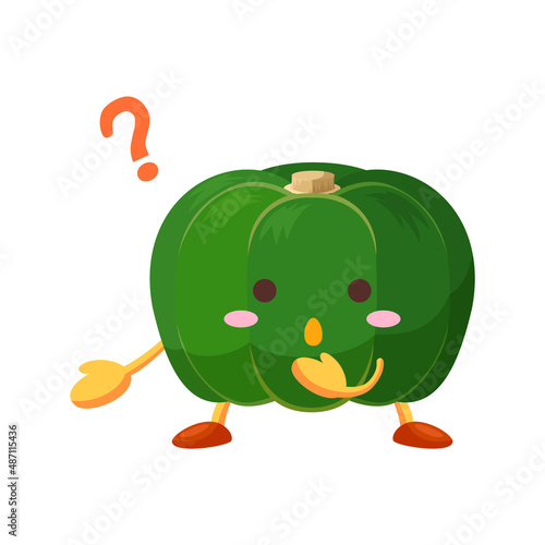 不思議そうな顔をしたかわいい南瓜のキャラクターのイラスト