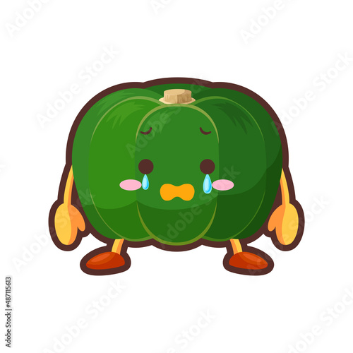 涙を流すかわいい南瓜のキャラクターのイラスト