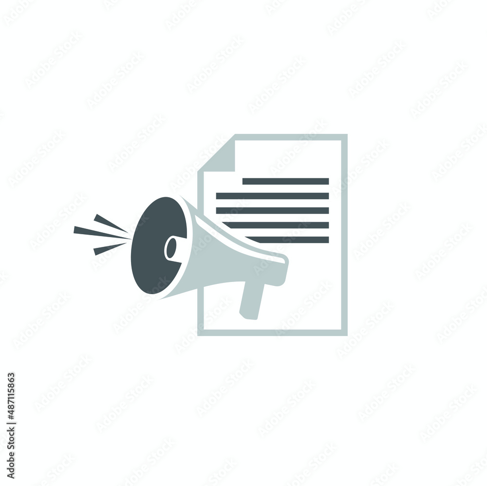 illustration of megaphone combined with text or document. illustration of megaphone combined with text or document.