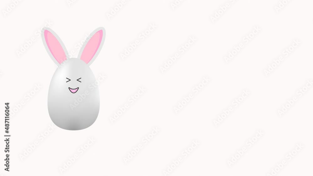 Stop motion animation One Easter egg in the form of a hare with ears and a smile jumps on a grove background copy space for text. Seamless video Stop motion animation One Easter egg in the form of a hare with ears and a smile jumps on a grove background copy space for text. Seamless video