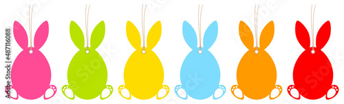 Set 6 Hangtags Haseneier Füße Bunt