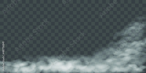 Vector realistic fog illustration. Smoke on the background. Vector steam.