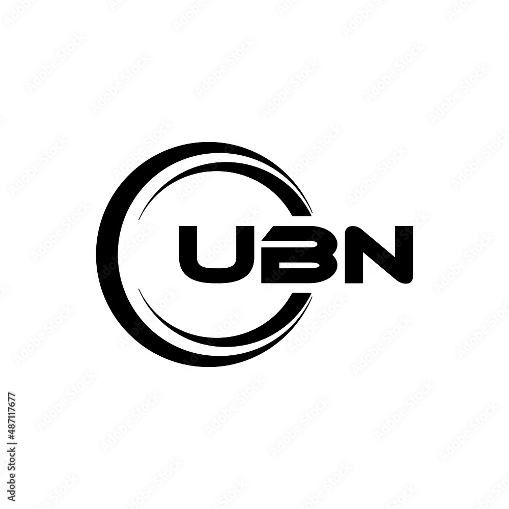 UBN letter logo design with white background in illustrator, vector ...