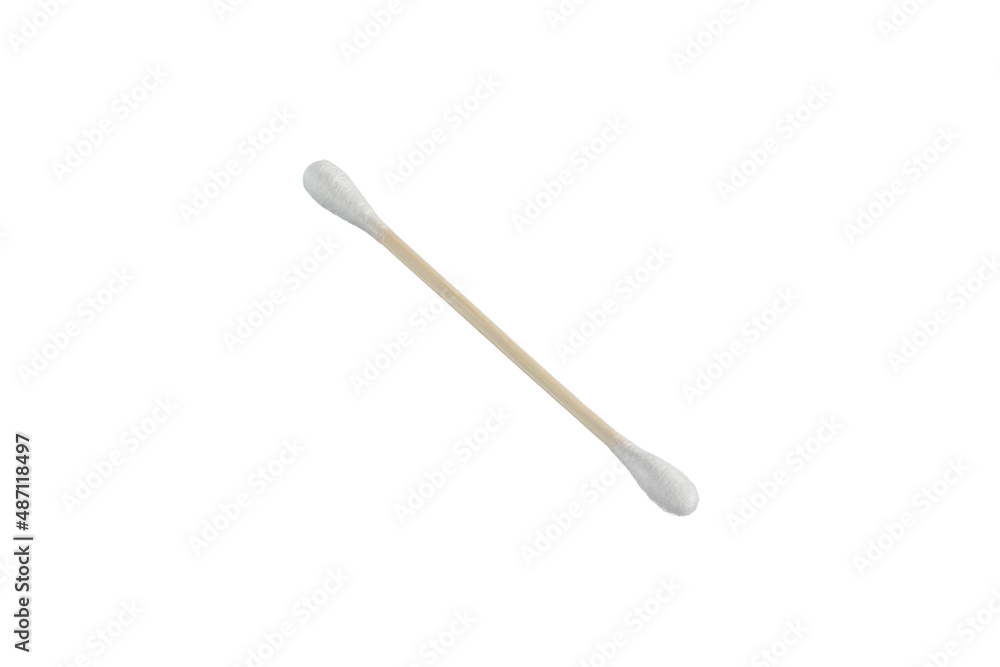 Cotton swabs isolated on white background.
Cotton Swab on Wood Stick.