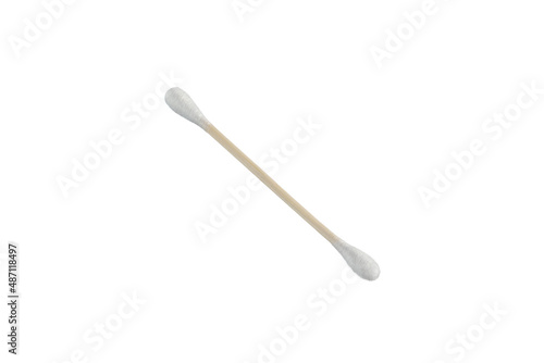 Cotton swabs isolated on white background. Cotton Swab on Wood Stick.