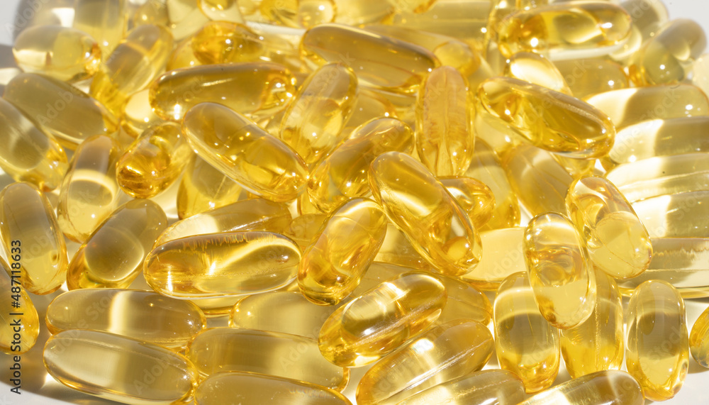 Food supplement oil filled fish oil, omega 3, omega 6, omega 9, vitamin