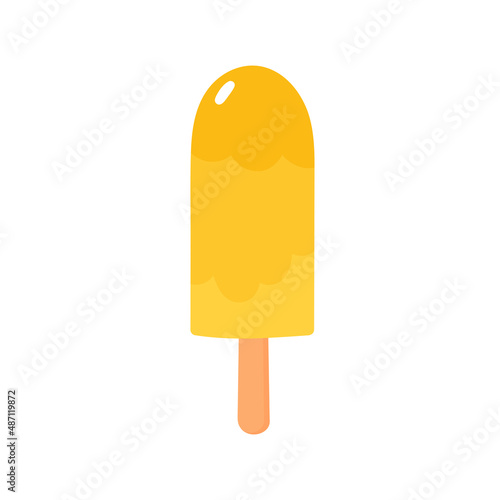 Yellow popsicle ice cream on a stick