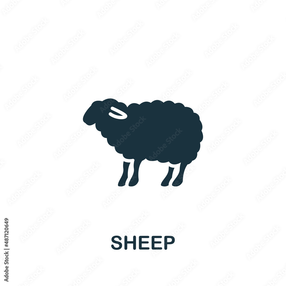 Obraz premium Sheep icon. Monochrome simple Sheep icon for templates, web design and infographics