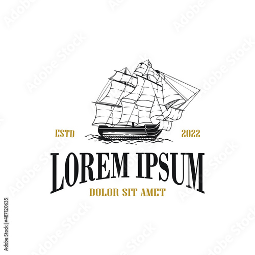 sea ship sailing cruise logo