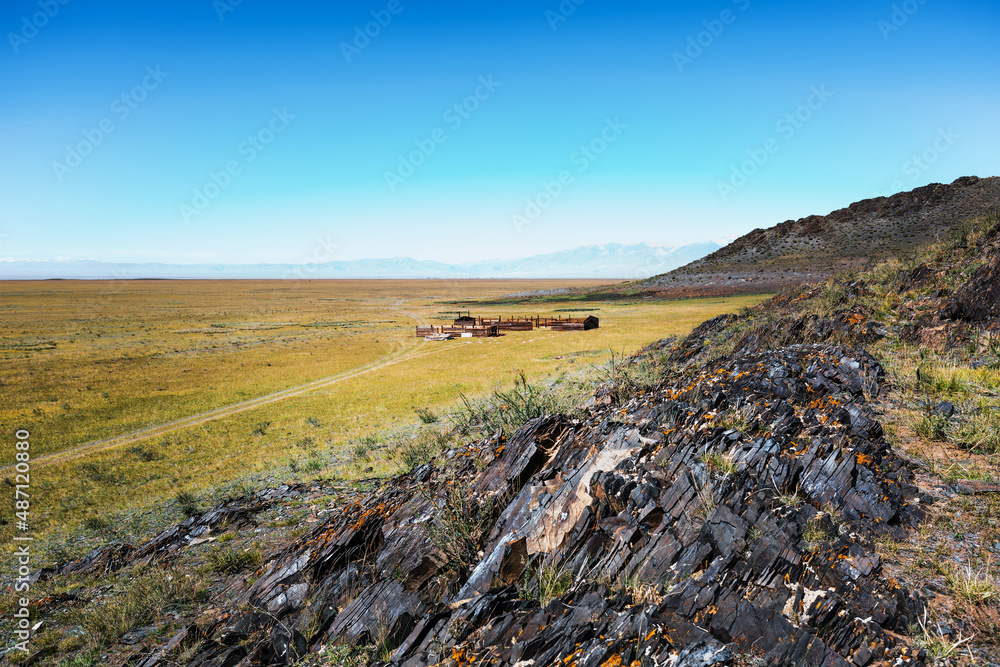 Chui steppe and mountains. Kosh-Agachsky district of the Altai Mountains Chui steppe and mountains. Kosh-Agachsky district of the Altai Mountains