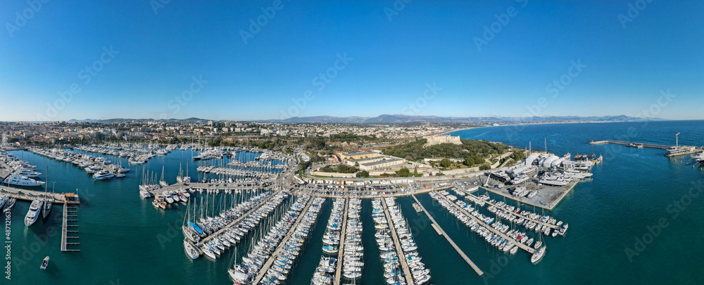 Fototapeta premium Drone view at the port of Antibes in France