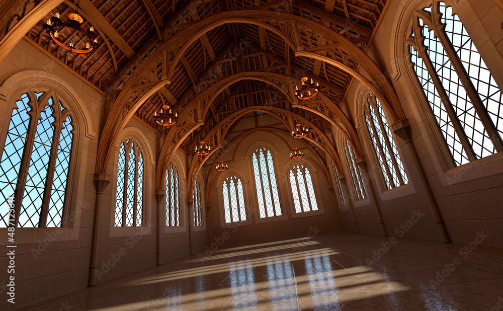 3D Rendering Medieval Hall