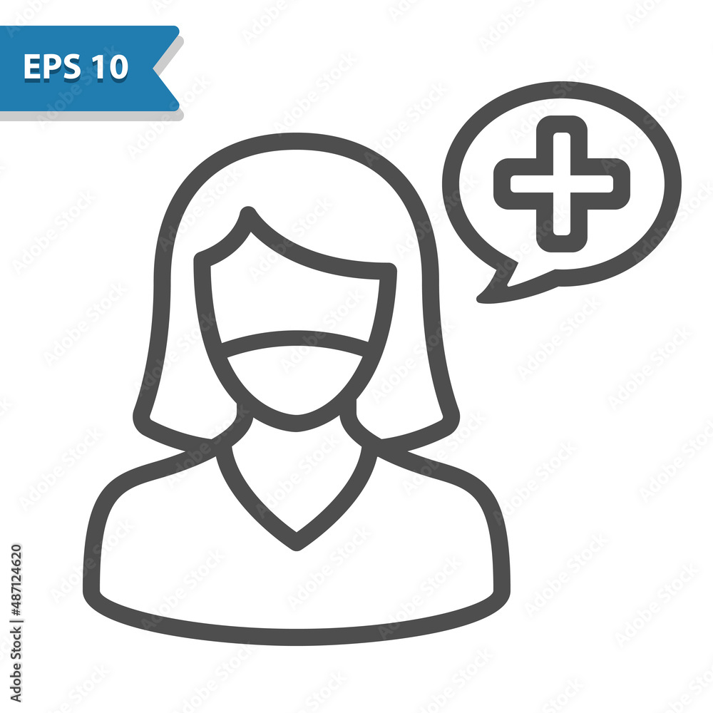 Woman With Face Mask Icon. Woman With Face Mask Icon.