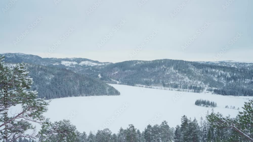 Amazing Winter Landscape In Norway Near Trondelag County - wide shot Amazing Winter Landscape In Norway Near Trondelag County - wide shot