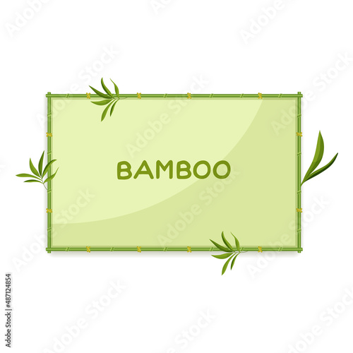 Bamboo frame green background, banner with borders