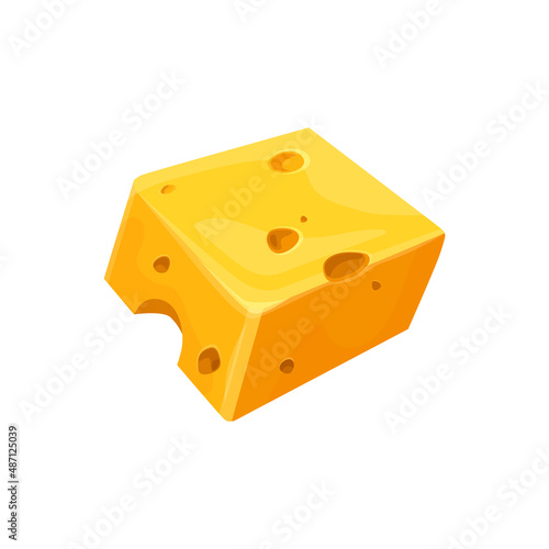 Cheese block holes, cheddar or gouda piece brick