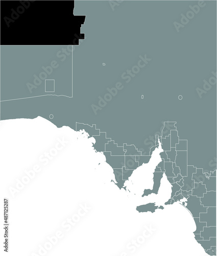 Black flat blank highlighted location map of the ANANGU PITJANTJATJARA YANKUNYTJATJARA AREA inside gray administrative map of areas of the Australian state of South Australia photo