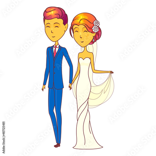 Wedding ceremony or just married couple, banner