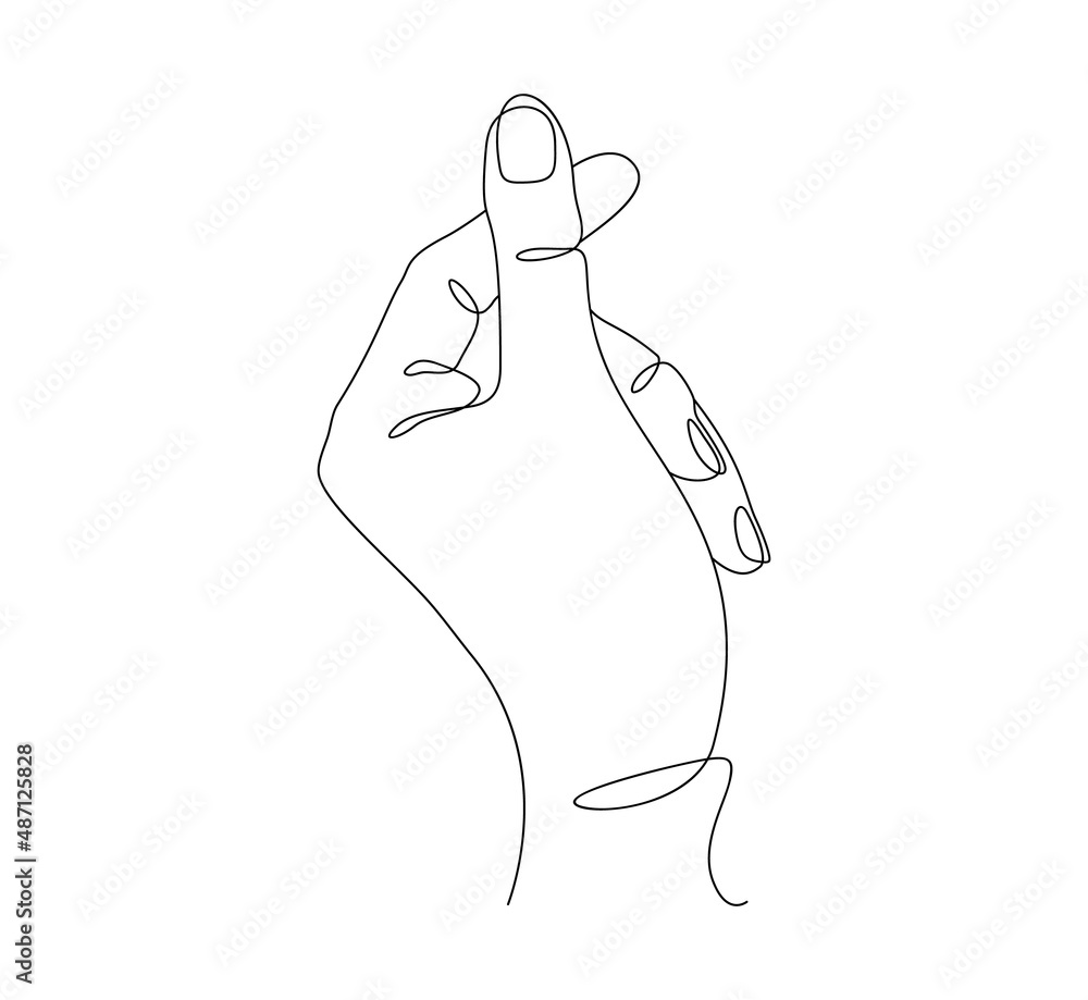 One continuous Valentine single drawing line art doodle hand show heart mini love. Isolated image hand drawn contour on white. concept of romantic design One continuous Valentine single drawing line art doodle hand show heart mini love. Isolated image hand drawn contour on white. concept of romantic design