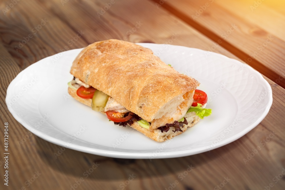 Classic sandwich bread ,wood table