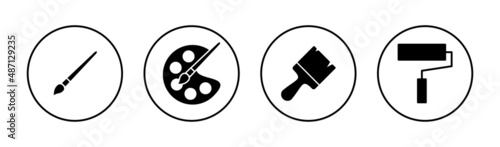 Paint icons set. paint brush sign and symbol. paint roller icon vector