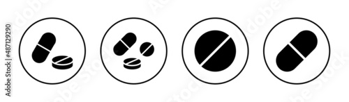 Pills icons set. capsule icon. Drug sign and symbol