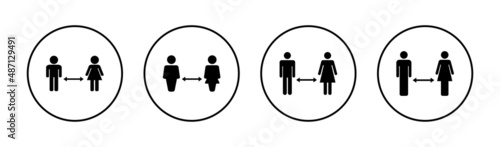 Social distancings set. social distance sign and symbol. self quarantine sign
