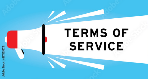 Color megphone icon with word terms of service in white banner on blue background
