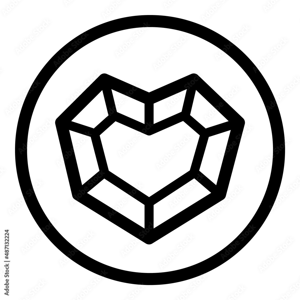 Heartshape Diamond Flat Icon Isolated On White Background Heartshape Diamond Flat Icon Isolated On White Background