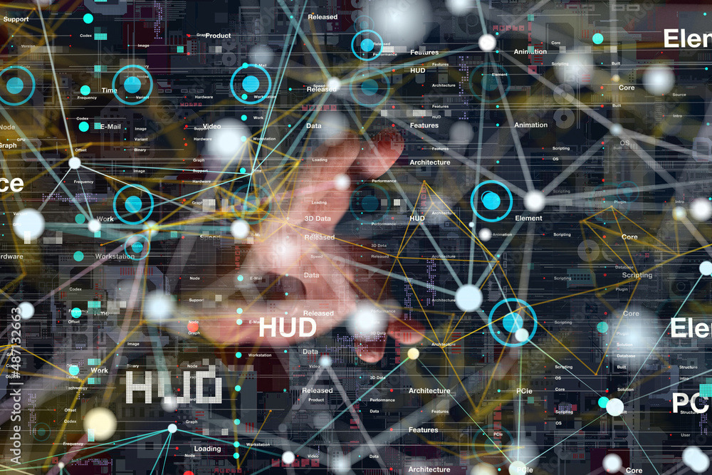 Neural network 3D illustration. Big data and cybersecurity Neural network 3D illustration. Big data and cybersecurity