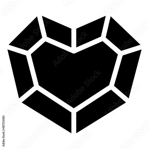 Heartshape Diamond Flat Icon Isolated On White Background