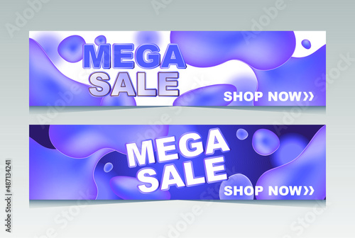 Mega Sale for web app banner. Abstract creative background in bright Very peri velvet violet colors. Cool design for card, poster, invitation or flyer. Discount special offer.