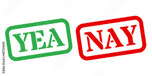 ‘Yea’ or ‘Nay’ green and red rubber stamps