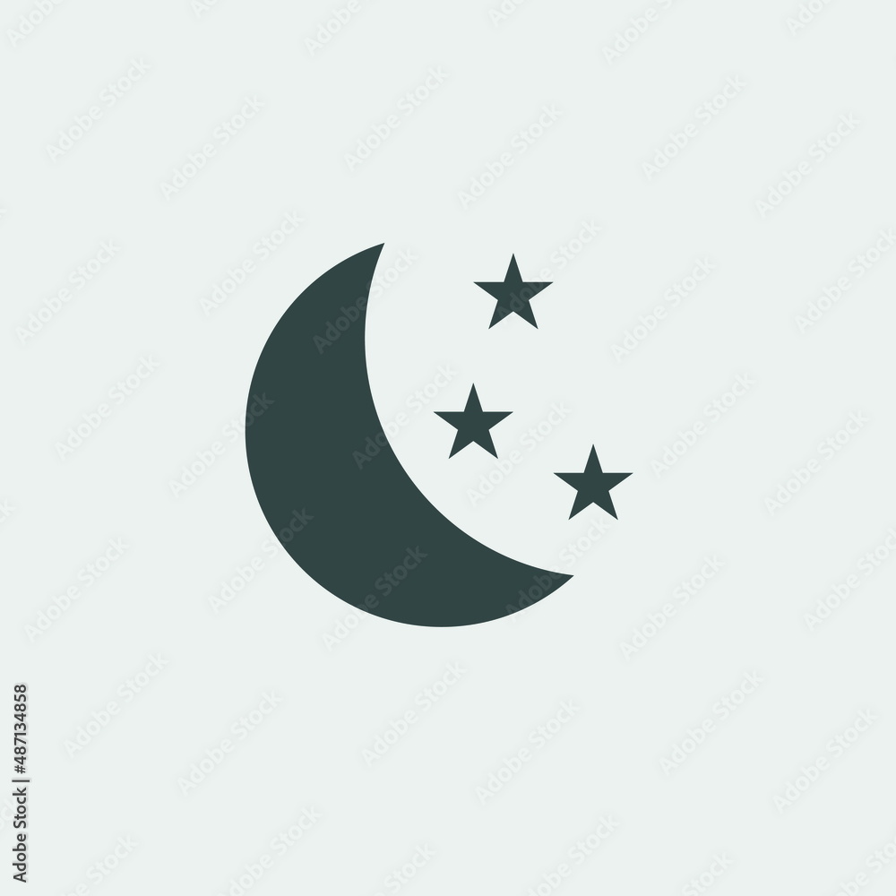 Moon and stars vector icon illustration sign Moon and stars vector icon illustration sign