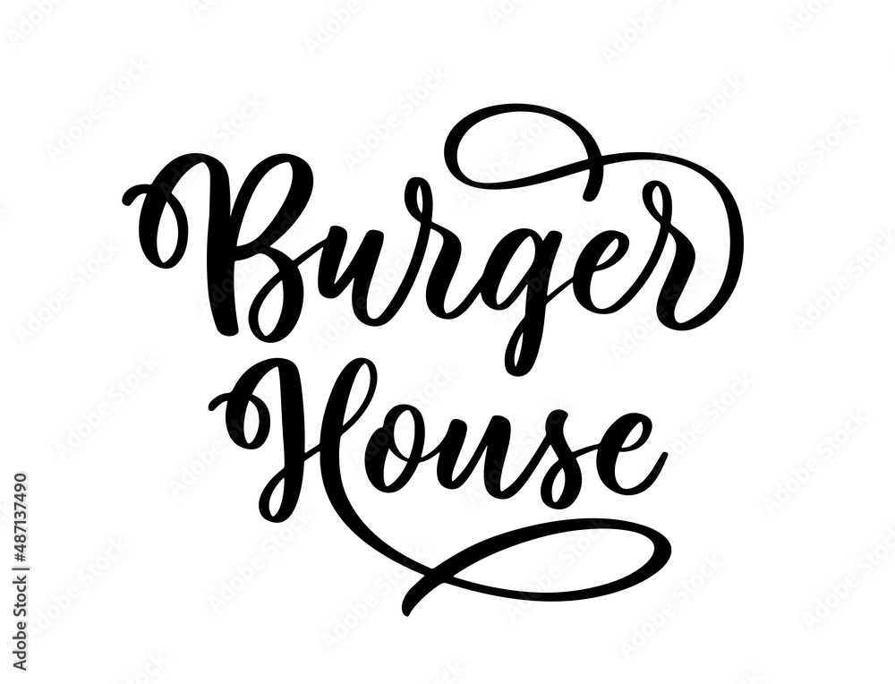 Burger House Hand lettering food logo design. Burger House Hand lettering food logo design.