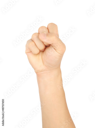 Gesture symbols male hand, isolated white background. 