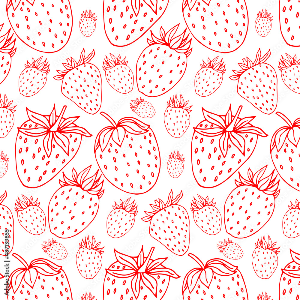 Seamless pattern with red strawberries on a whitebackground Seamless pattern with red strawberries on a whitebackground