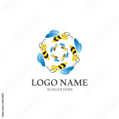 Bee logo vector icon illustration