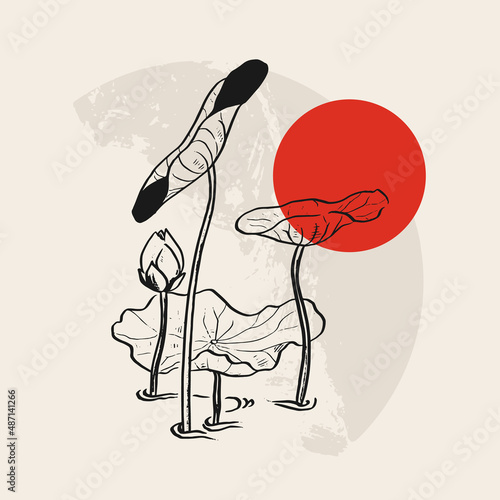 Traditional Japanese vector illustration. Traditional of Japan. Asian concept. Vintage art. Design for posters, book covers, brochures, flyers.
