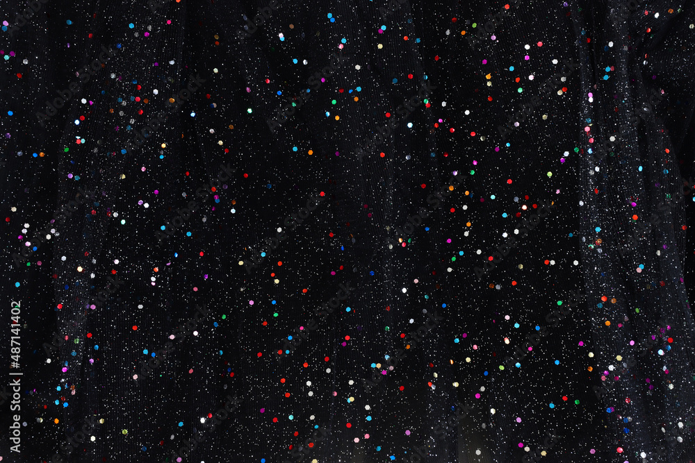 Fotografie Black tulle chiffon with sparkle glitter texture background