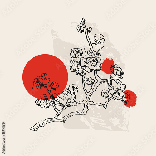 Traditional Japanese vector illustration. Traditional of Japan. Asian concept. Vintage art. Design for posters, book covers, brochures, flyers.