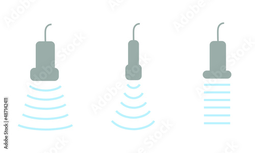 Three Ultrasound Transducer Including Curvilinear Cardiac and Linear Probe