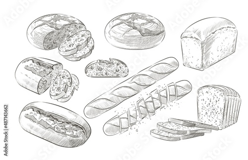 Print op canvas Set of sliced bread
