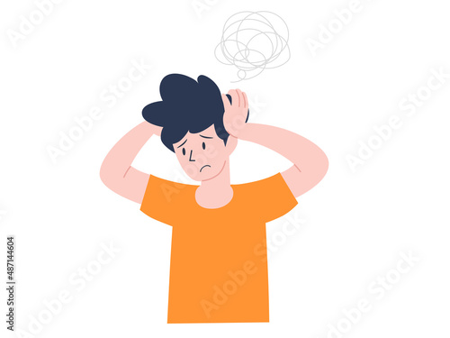 頭を抱える男性のイラスト