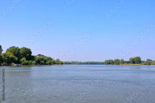 wide channel landscape in the Danube Delta  Romania  Europe