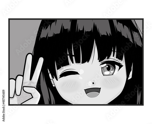 happy face girl anime
