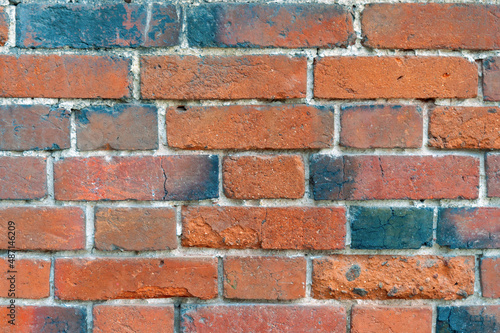 Red brick brick wall, background or texture